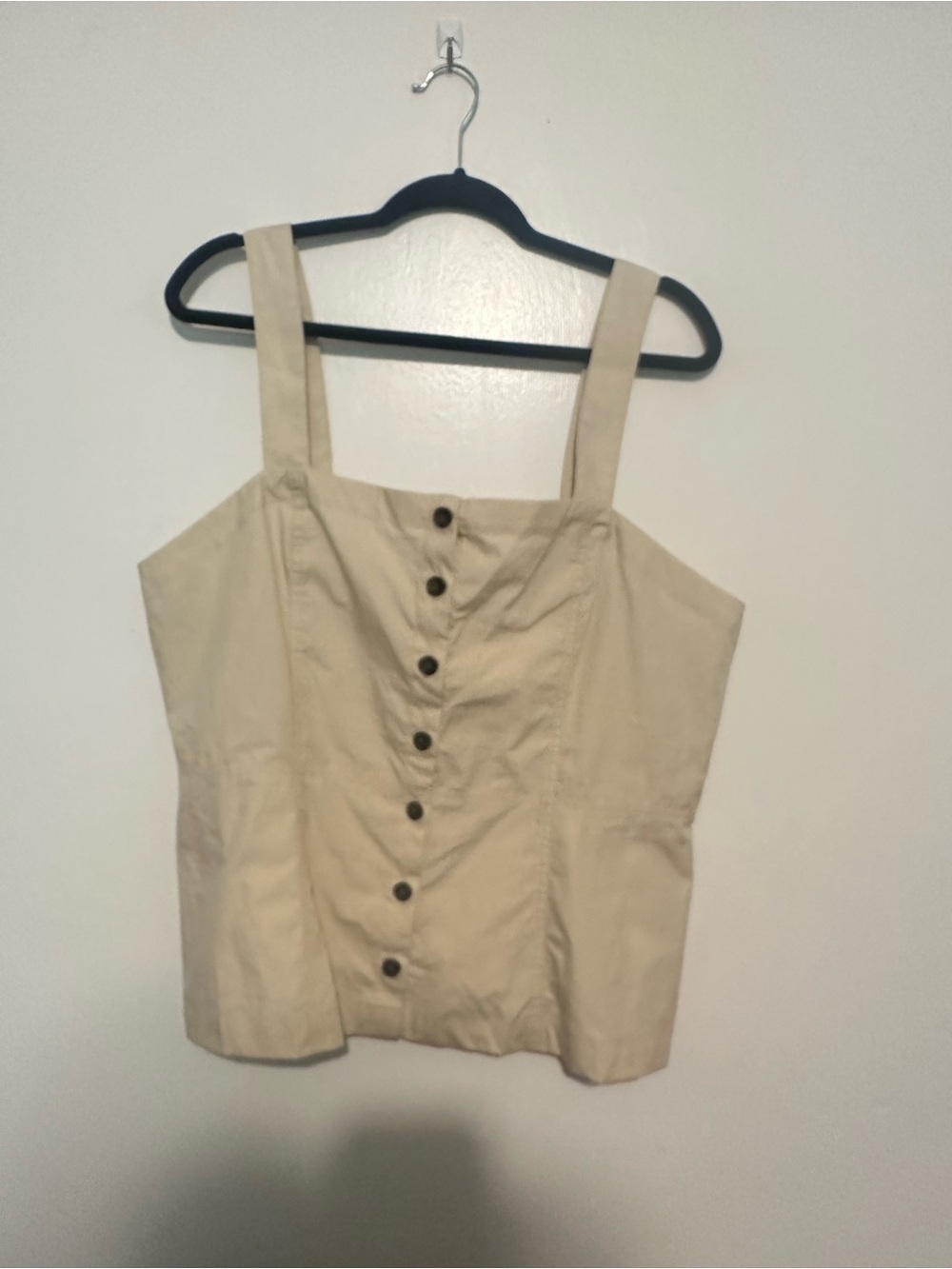 Banana Republic Beige Button-Front Square Neck Tank
